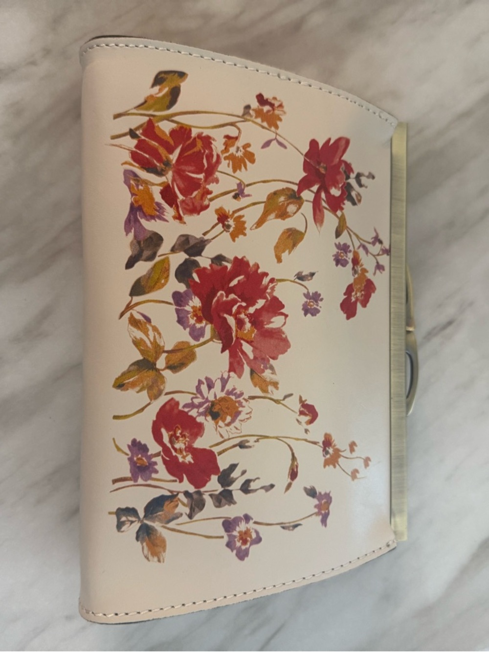 NWT Patricia Nash Cream Clutch with Red & Purple Floral Print